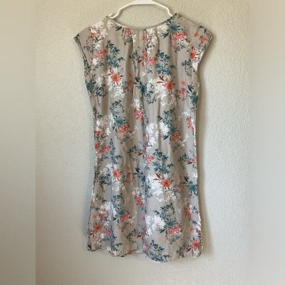 Sundance Floret Linen Blend Floral Shift Dress Size Medium Grey Blue Pink White - Picture 5 of 11